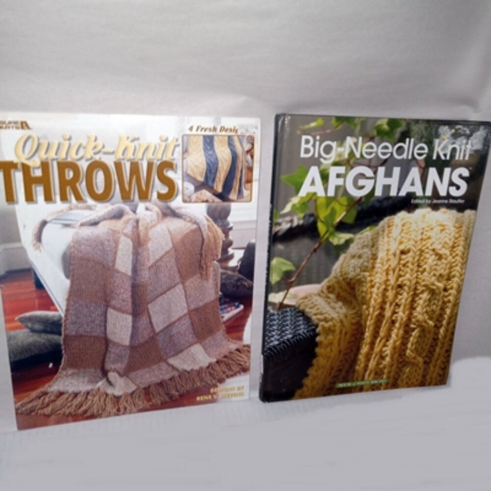 2 books - Big Needle Knit Afghans & Quick-Knit Throws 4 Fresh Designs